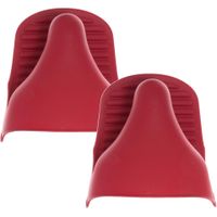 Set van 2x stuks siliconen ovenwant/ovenhandschoen rood 9 x 12,5 cm - thumbnail