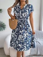 Floral Regular Fit Casual Dress With Belt - thumbnail