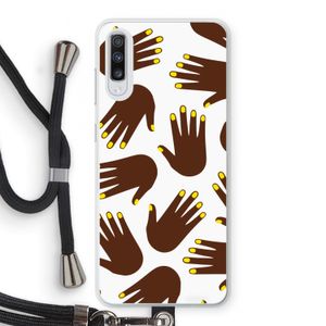 Hands dark: Samsung Galaxy A70 Transparant Hoesje met koord