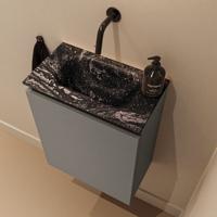 Toiletmeubel Mondiaz Ture Dlux | 40 cm | Meubelkleur Smoke | Eden wastafel Lava Midden | Zonder kraangat