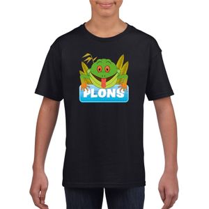 T-shirt zwart voor kinderen met Plons de kikker