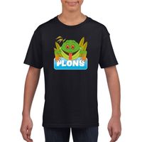 T-shirt zwart voor kinderen met Plons de kikker