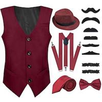 Retro vintage Roaring jaren '20 Jaren 1920 Outfits Hesje Vest Panamahoed Accessoireset The Great Gatsby Heer Voor heren Modieus Kerstmis Schoolfeest Festival Das Lightinthebox