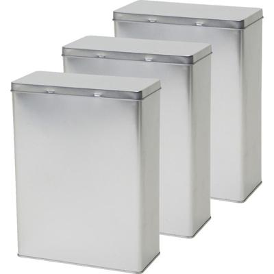 Opbergblik - 3x - zilver - 19x9x25 cm - voorraadblikken - voorraadbussen - - 3.8 liter - bewaarblik