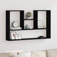 Wandplank Zwart Eiken 99x15x60 cm Bewerkt Hout