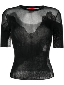 032c t-shirt en maille à effet de transparence - Noir