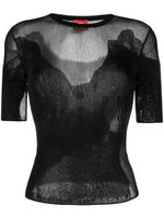 032c t-shirt en maille à effet de transparence - Noir