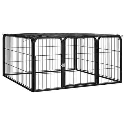 Hondenkennel 4 panelen 100x50 cm gepoedercoat staal zwart