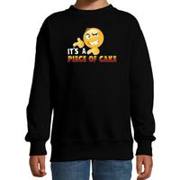 Funny emoticon sweater Piece of cake zwart kids - thumbnail