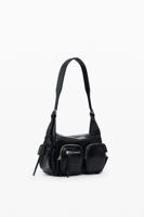 Mini leren tas met zakken - BLACK - U