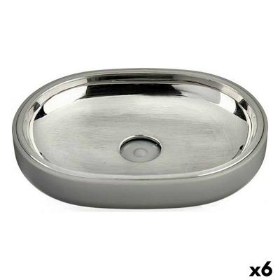 Zeepschaal Berilo Grijs Zilverkleurig Roestvrij staal Plastic 9,5 x 2,5 x 13 cm 13 x 2,5 x 9,5 cm (6 Stuks)