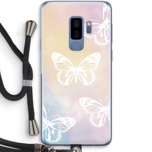 White butterfly: Samsung Galaxy S9 Plus Transparant Hoesje met koord