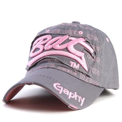 Borduurwerk brief patroon verstelbaar gebogen Eaves Baseballpet hoofd omtrek: 54-62cm (grijs roze)