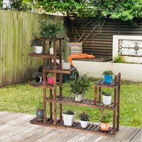 7-Laags Plantenrek Plantenstandaard Houten Plank Displayrek Multifunctioneel Opbergrek Binnen- en Buitenbloemenrek Bruin - thumbnail