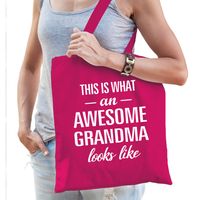 Awesome grandma / oma cadeau tas roze voor dames - thumbnail