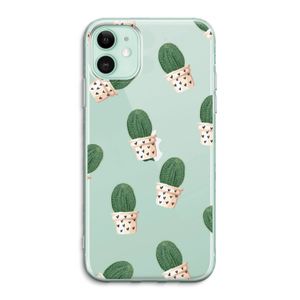 Cactusprint roze: iPhone 11 Transparant Hoesje