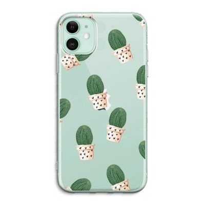Cactusprint roze: iPhone 11 Transparant Hoesje