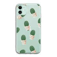 Cactusprint roze: iPhone 11 Transparant Hoesje Cactusprint roze: iPhone 11 Transparant Hoesje