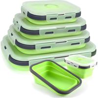 HI NATURE™ Vershoudbakjes set 4 stuks - Bewaarbakjes opvouwbaar - Lunchbox set - BPA Vrij Siliconen Voedselcontainer - thumbnail