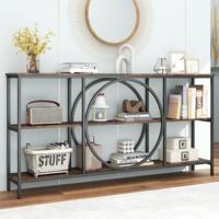 Consoletafel met 3 Lagen en een Blad van Imitatiemarmer Stevig Metalen Frame Moderne Bijzettafel Displaystandaard voor Gang