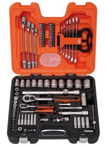 Bahco Doppenset 1/4" en 1/2" | lang en regulier | omkeerbare ratels | zeskant | inch-maten | inclusief ringsteeksleutelset - 92-delig - koffer -