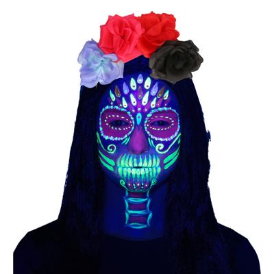 Boland Verkleed set Skull - UV Neon - schmink en diadeem - Halloween - blacklight