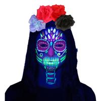 Boland Verkleed set Skull - UV Neon - schmink en diadeem - Halloween - blacklight