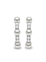 Yoko London boucles d'oreilles Eclipse en or blanc 18ct serties de perles d'Akoya et de diamants - Argent