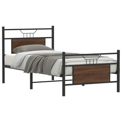 Bedframe zonder matras bewerkt hout bruin eikenkleur 75x190 cm