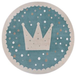 Rond Vloerkleed Kids Crown - Blauw - 123vloerkleed.nl is de online webshop voor vloerkleden en woonaccessoires.