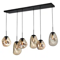 Masterlight Hanglamp Lava 6 lichts L 130 cm amber zwart