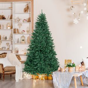 225 cm Kerstboom Onverlichte Kunstmatige Scharnierende Volledige Boom Premium PVC Douglas Boom met 2254 Toppen Groen