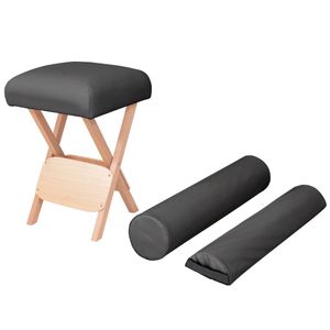 VidaXL Massagekruk met 12 cm dikke zitting 2 bolsters inklapbaar zwart