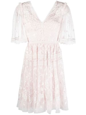 Needle & Thread robe courte à fleurs brodées - Rose