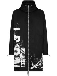 DSQUARED2 logo-print hooded coat - Noir