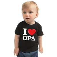 I love opa cadeau t-shirt zwart baby jongen/meisje 80 (7-12 maanden)  -