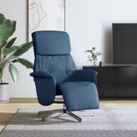 Fauteuil verstelbaar met voetensteun stof blauw