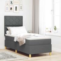 Boxspringbed met Matras & LED Donkergrijs 80x200 cm Stof