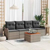 Tuinbankenset met kussen 5 pcs Grijs poly rattan
