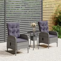 3-delige Bistroset poly rattan grijs