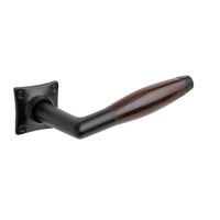 De Oude Deurklink Deurklink Retro palissander geveerd met vierkant rozet in mat zwart