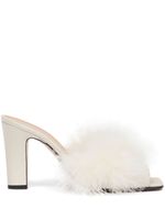 Maison Margiela mules en satin ornées de plumes 90 mm - Blanc - thumbnail