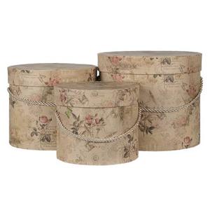 Clayre & Eef Hoedendoos Set van 3 Ø 23x20 cm Beige Roze Karton