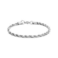 Armband Koordschakel staal zilverkleurig 4 mm 16-19 cm