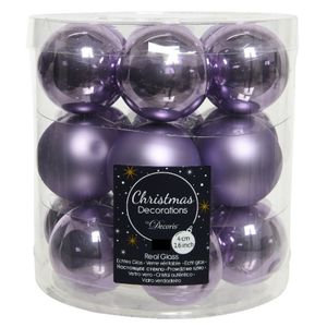 36x stuks kleine glazen kerstballen heide lila paars 4 cm mat/glans