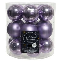 36x stuks kleine glazen kerstballen heide lila paars 4 cm mat/glans