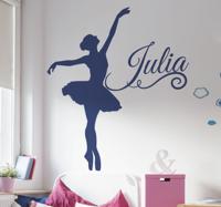 Silhoutte balletdanser met naam zelfklevende muursticker