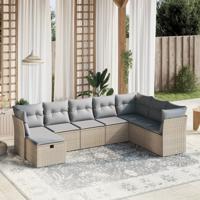 8-delige Loungeset met kussens poly rattan gemengd beige