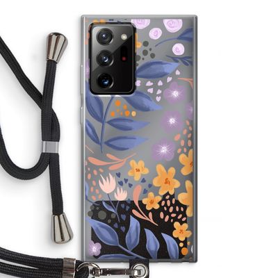 Flowers with blue leaves: Samsung Galaxy Note 20 Ultra / Note 20 Ultra 5G Transparant Hoesje met koord
