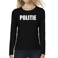 Politie tekst t-shirt long sleeve zwart voor dames - thumbnail